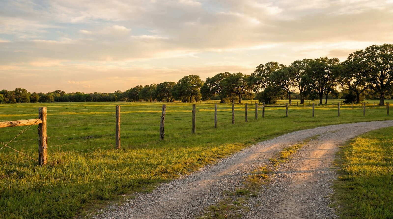 Rural property with wooden fence and gravel driveway